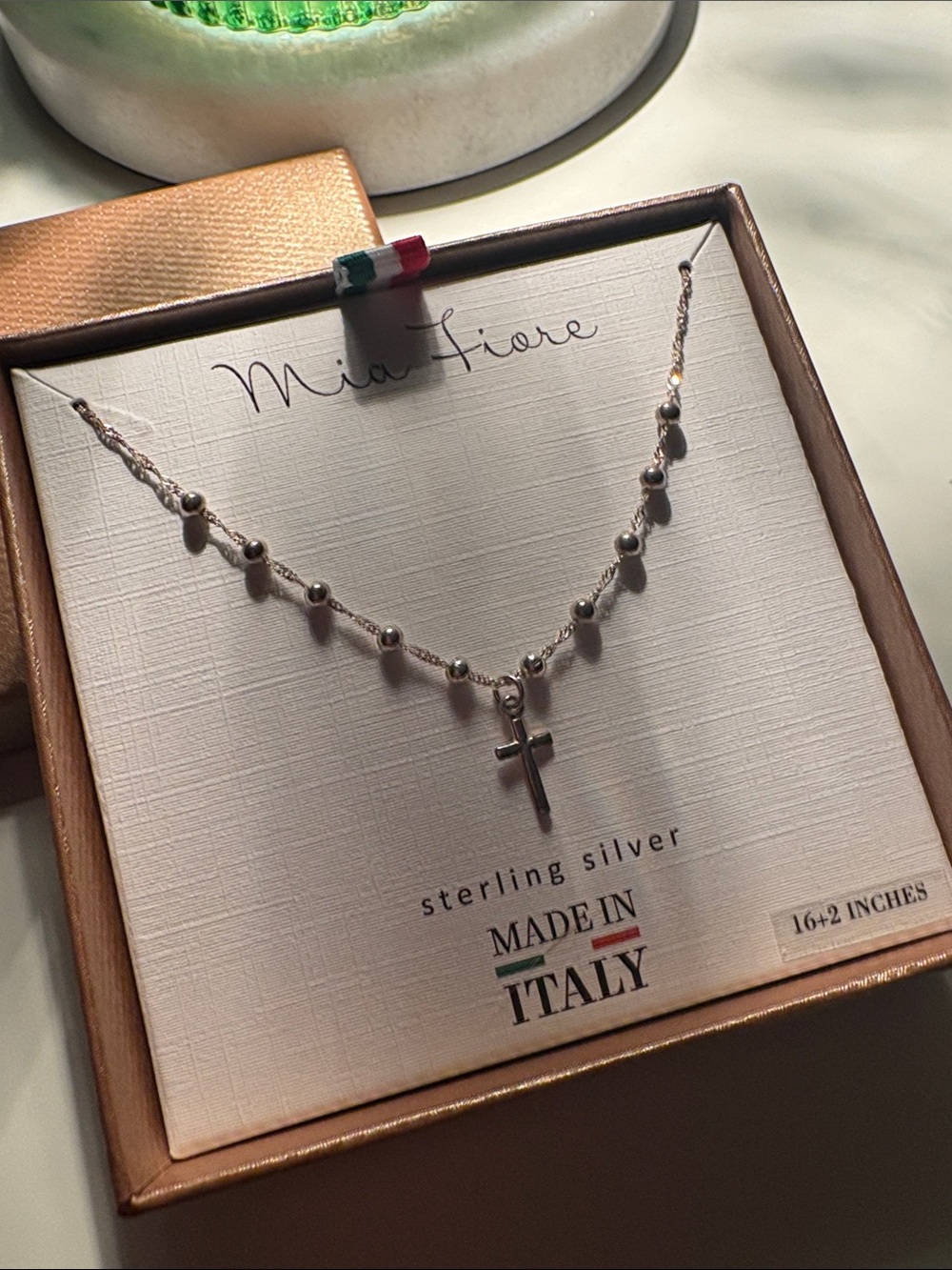 Mia Fiore Sterling Silver Religious Necklace new in box 16”+2”